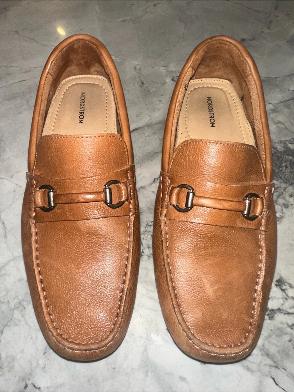 Nordstrom Brown Leather Corbin Bit-Detail Driving Loafers
